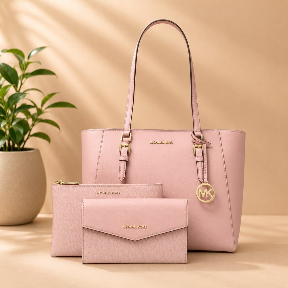 NWT Michael Kors Charlotte Large 3-in-1 Signature Logo Tote Bag (Powder Blush)